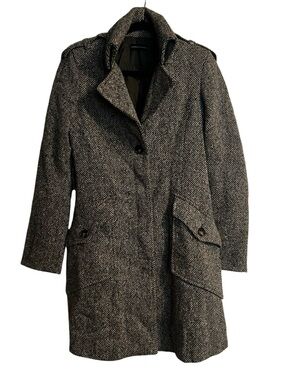Italian Cristina Gavioli Wool Blend Tweed Coat Size EU 40 US 6